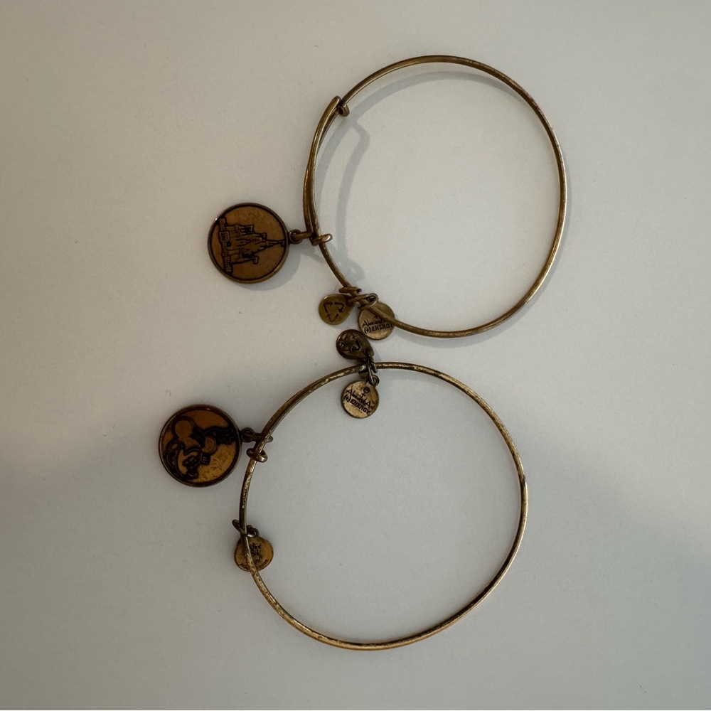 Set of 2 Alex and Ani Disney Gold Charm Bangles